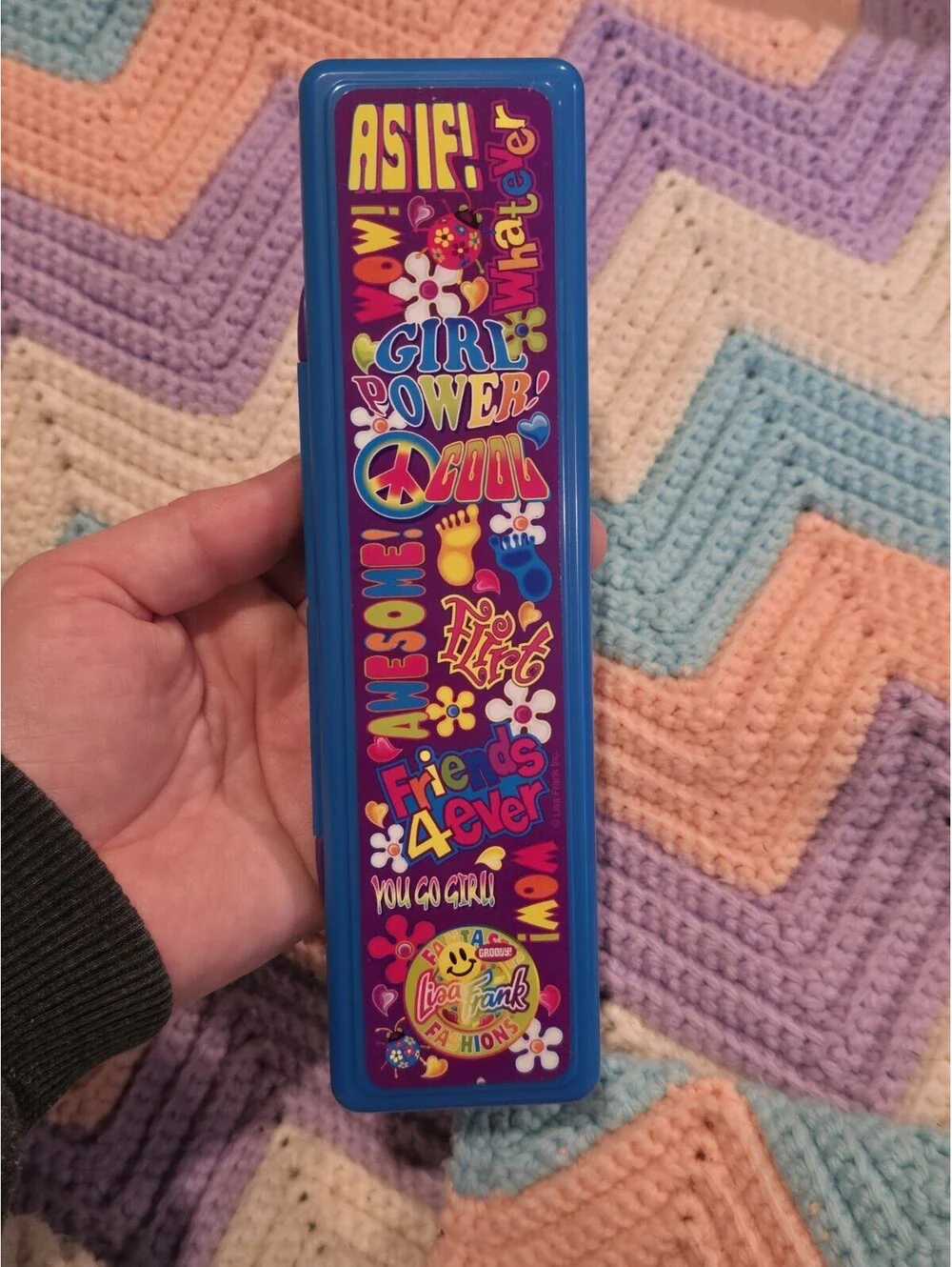 Vintage Lisa Frank Pencil Box 90s Retro Plastic Case As If Whatever Girl Power